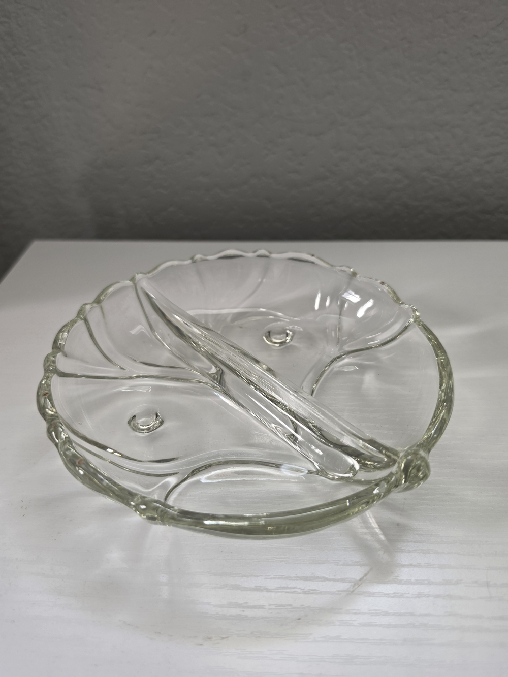Vintage Clear Glass Divided Serving Dish